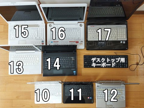 ノートPCのキーボードの大きさを比較